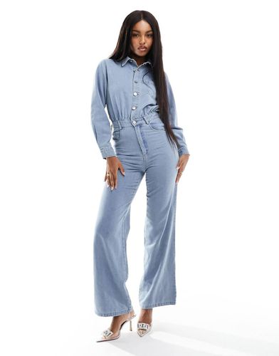 Missy Empire - Tuta jumpsuit di jeans a maniche lunghe - Missyempire - Modalova