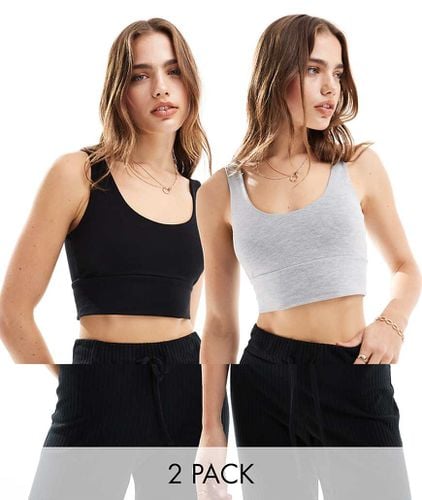 Confezione da 2 brassière con scollo rotondo nera e grigio mélange - Miss Selfridge - Modalova