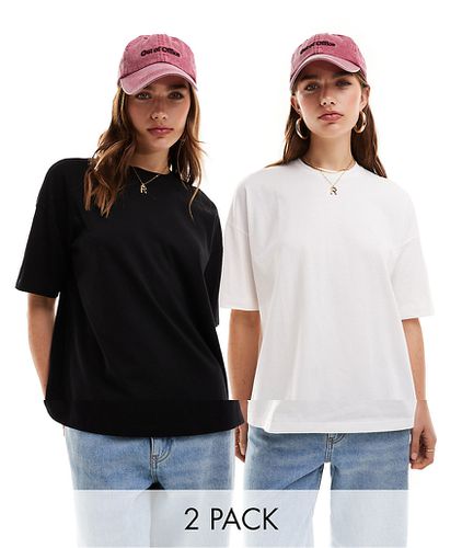 Confezione da 2 T-shirt oversize bianca e nera - Miss Selfridge - Modalova