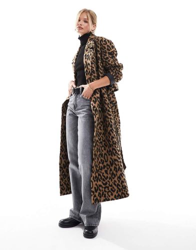 Cappotto elegante con stampa leopardata e cintura a portafoglio - Miss Selfridge - Modalova