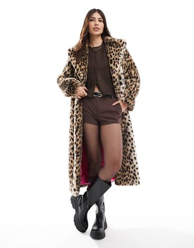 Cappotto lungo in pelliccia sintetica leopardata - Miss Selfridge - Modalova