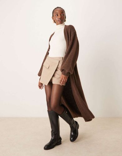 Cardigan lungo color cioccolato - Miss Selfridge - Modalova