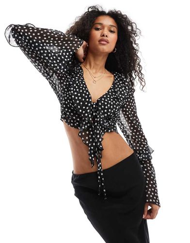 Blusa nera a pois in chiffon plumetis - Miss Selfridge - Modalova