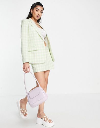 Blazer oversize in lino a quadretti in coordinato - Miss Selfridge - Modalova