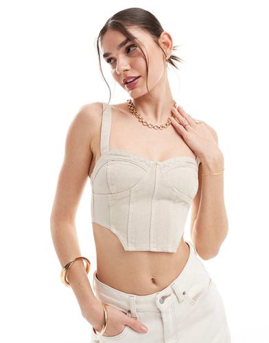 Brassière stile corsetto in denim color pietra - Miss Selfridge - Modalova