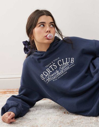 Felpa con cappuccio oversize con grafica "Sports Club" - Miss Selfridge - Modalova