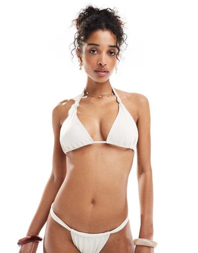 Haut de bikini triangle noué à assortir - Crème - Miss Selfridge - Modalova