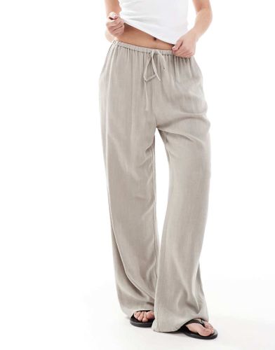 Pantalon large en lin mélangé avec cordon de serrage à la taille - Taupe - Miss Selfridge - Modalova