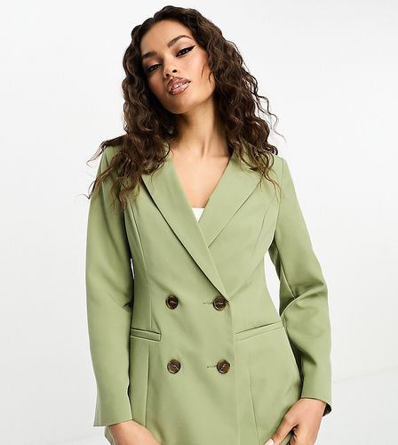 Blazer oversize doppiopetto kaki - Miss Selfridge Petite - Modalova