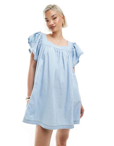 Robe courte en chambray - délavé - Miss Selfridge - Modalova