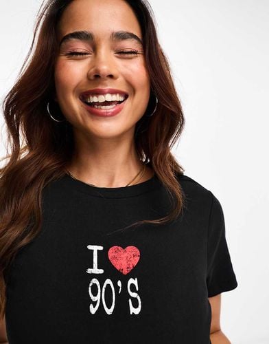 T-shirt baby nera con stampa I heart 90's - Miss Selfridge - Modalova