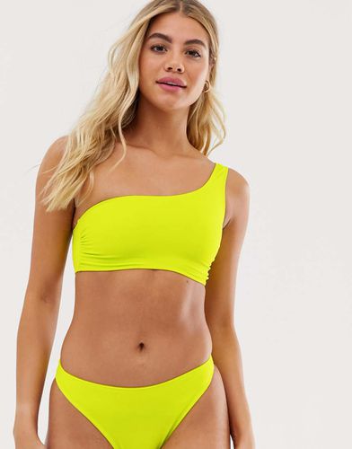 Top bikini lime con spallina asimmetrica - Miss Selfridge - Modalova