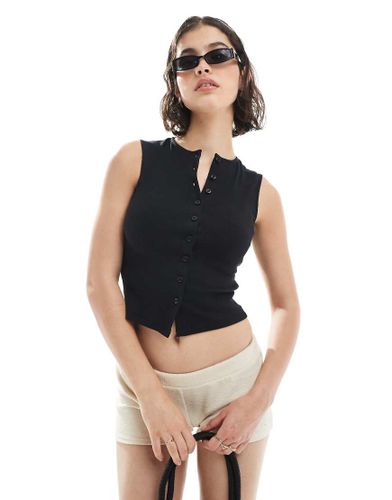 Top boutonné en maille côtelée - Miss Selfridge - Modalova