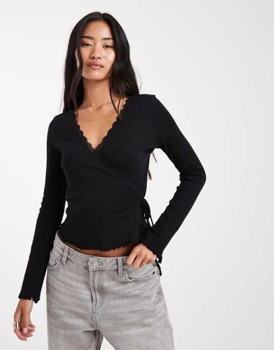 Top croisé en maille pointelle - Miss Selfridge - Modalova