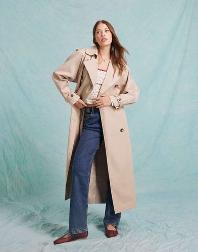 Trench lungo color pietra - Miss Selfridge - Modalova