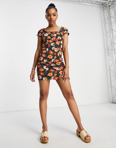 Vestito corto aderente con bottoni e stampa di girasoli - Miss Selfridge - Modalova