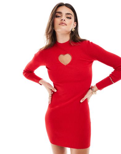 Vestito corto in maglia a coste con cut-out a cuore - Miss Selfridge - Modalova