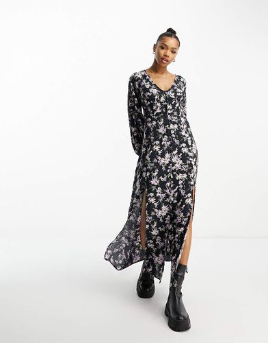 Vestito lungo a maniche lunghe a fiori con bottoni - Miss Selfridge - Modalova