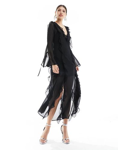 Vestito lungo in chiffon con volant - Miss Selfridge - Modalova