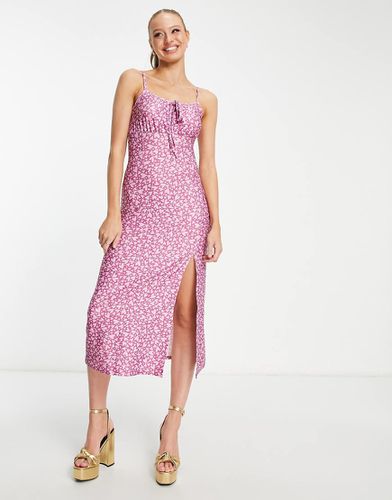 Vestito sottoveste midi con busto arricciato e stampa con cuori viola - Miss Selfridge - Modalova