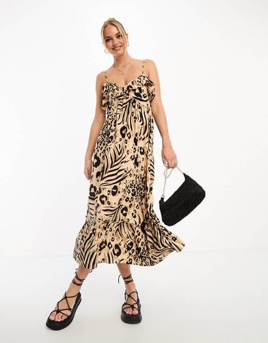 Vestito sottoveste midi animalier con volant - Miss Selfridge - Modalova