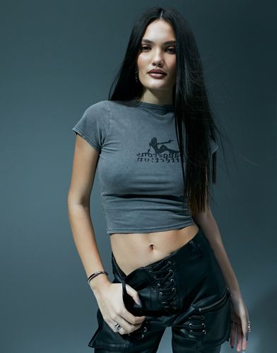 T-shirt mini grigia con stampa "Dangerous" - Murci - Modalova