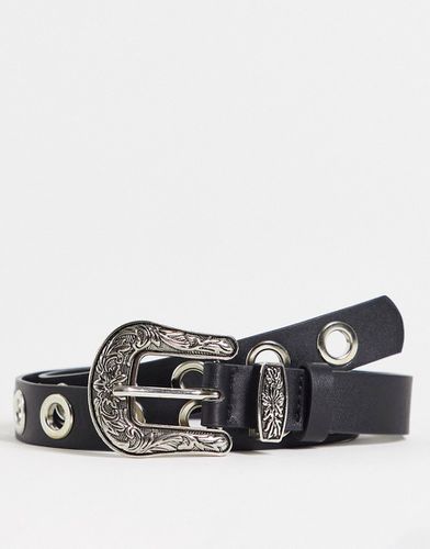 Cintura con occhielli in stile western con dettagli in metallo argento - My Accessories - Modalova