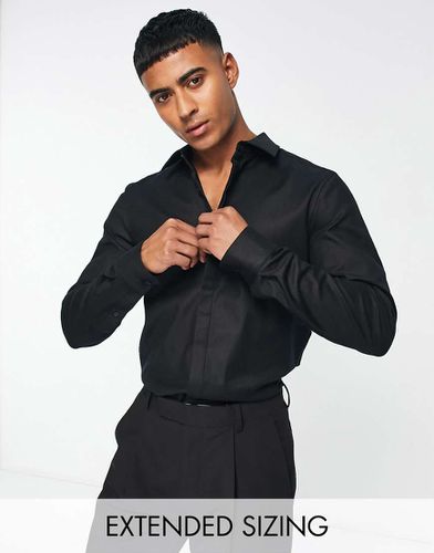 Noak - Camicia slim fit elegante in twill di rasatello nera facile da stirare - ASOS DESIGN - Modalova