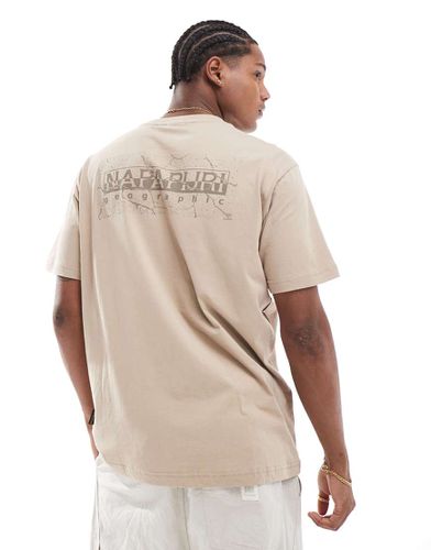 Albula - T-shirt beige con stampa del logo sul retro - Napapijri - Modalova