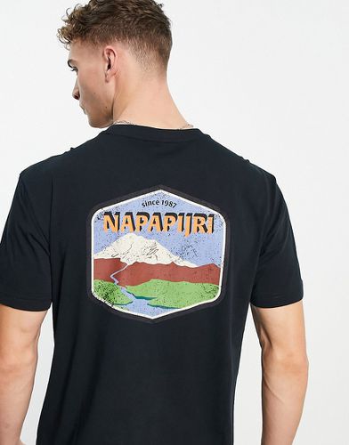 Bolivar - T-shirt nera con stampa sulla schiena - Napapijri - Modalova