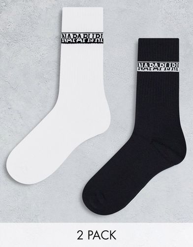 Confezione da 2 paia di calzini neri e bianchi con logo - Napapijri - Modalova