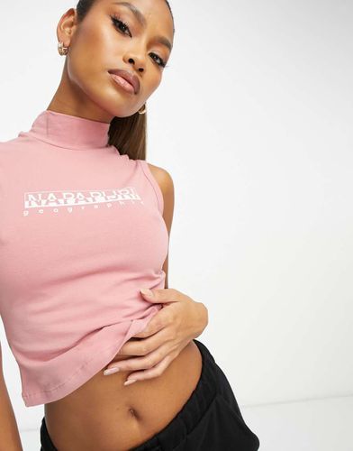 Crop top senza maniche accollato con logo - Napapijri - Modalova