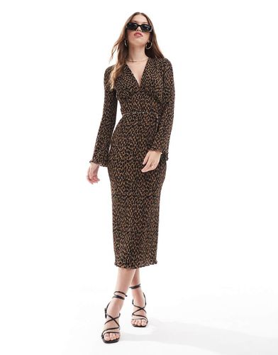 Vestito plissé leopardato con gonna al polpaccio - Never Fully Dressed - Modalova