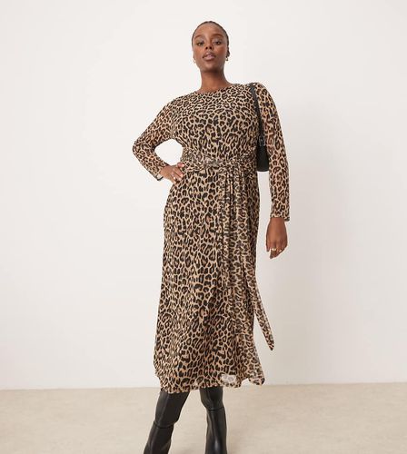 Vestito con gonna al polpaccio in rete leopardata con laccio sul davanti - Never Fully Dressed Plus - Modalova