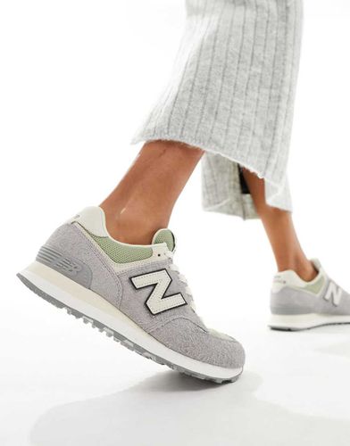 Sneakers grigie e verdi in camoscio - New Balance - Modalova