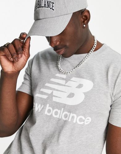 T-shirt grigia con logo grande - New Balance - Modalova