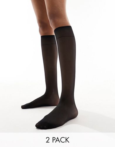 Confezione da 2 paia di calzini al ginocchio trasparenti neri - New Look - Modalova