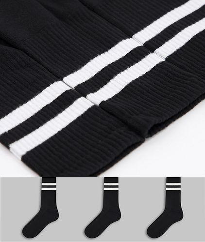 Confezione da 3 paia di calzini sportivi a righe neri - New Look - Modalova