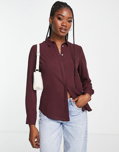 Camicia bordeaux con bottoni - New Look - Modalova