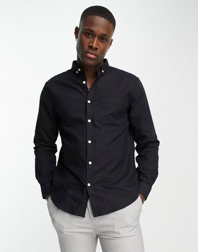 Camicia Oxford a maniche lunghe nera attillata - New Look - Modalova
