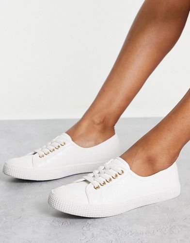 Sneakers stringate bianche effetto coccodrillo - New Look - Modalova