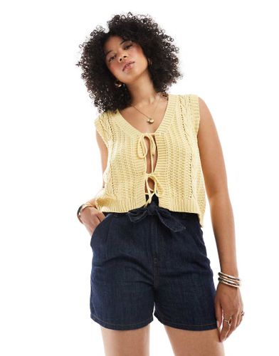 Short en denim doux avec taille froncée haute - New Look - Modalova