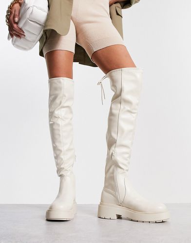 Stivali cuissard bassi elasticizzati bianchi con suola spessa - New Look - Modalova