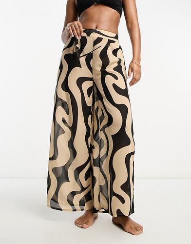 Pantaloni da spiaggia con stampa effetto marmo nera - New Look - Modalova