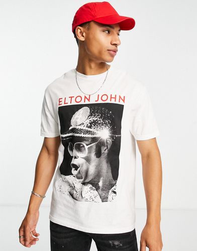 T-shirt bianca con stampa Elton John - New Look - Modalova