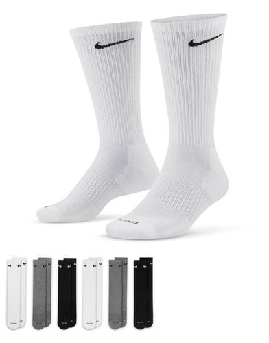 Confezione da 6 paia di calzini ammortizzati unisex con logo bianchi, grigi e neri - Nike Training - Modalova