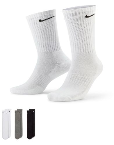 Training - Everyday Cushioned - Confezione da 3 paia di calzini imbottiti bianchi, grigi e neri - Nike - Modalova