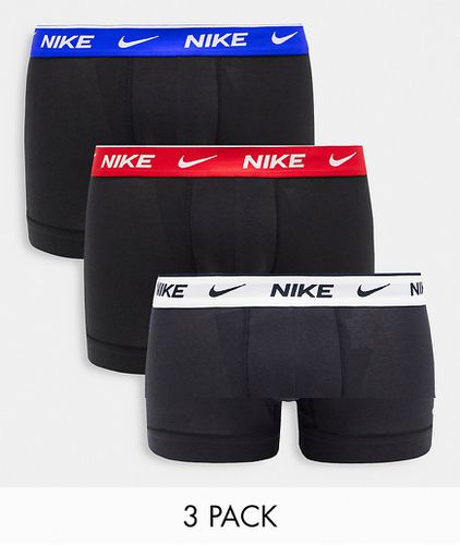 Confezione da 3 boxer aderenti neri con fascia in vita blu/rossa/bianca - Nike - Modalova
