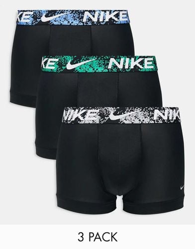 Dri-Fit Essential Micro - Confezione da 3 paia di boxer aderenti neri in microfibra Dri-Fit con vita elasticizzata tie-dye - Nike - Modalova