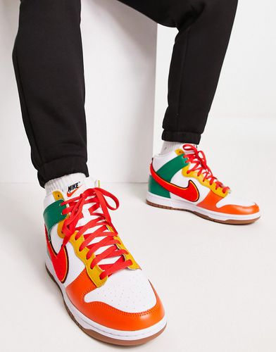 Dunk - Sneakers alte rétro bianche, verdi e rosse con logo - Nike - Modalova